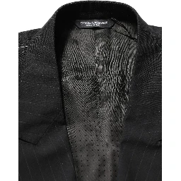 Black Pinstripe Men Single Breasted Jacket