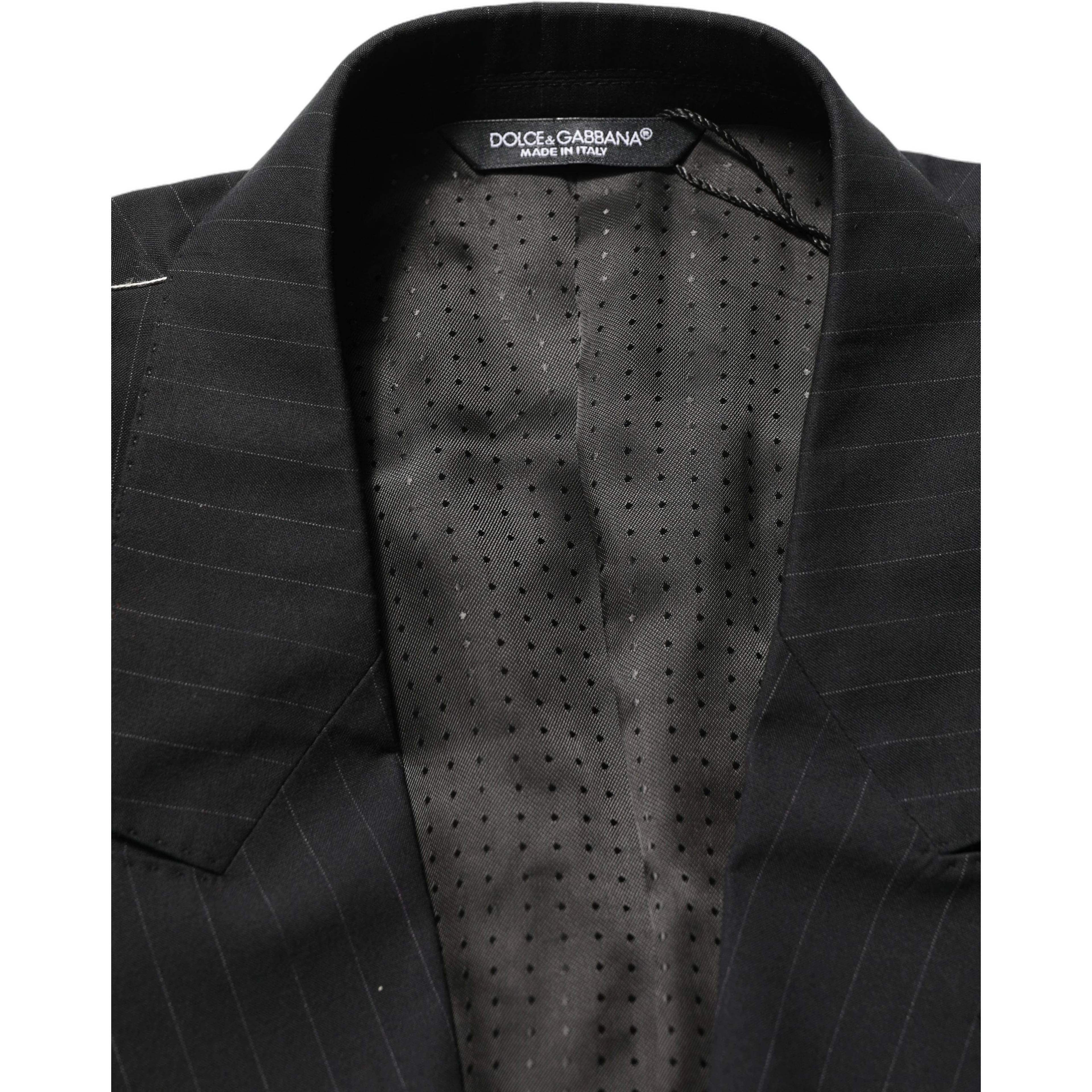 Black Pinstripe Men Single Breasted Jacket
