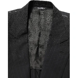 Black Pinstripe Men Single Breasted Jacket