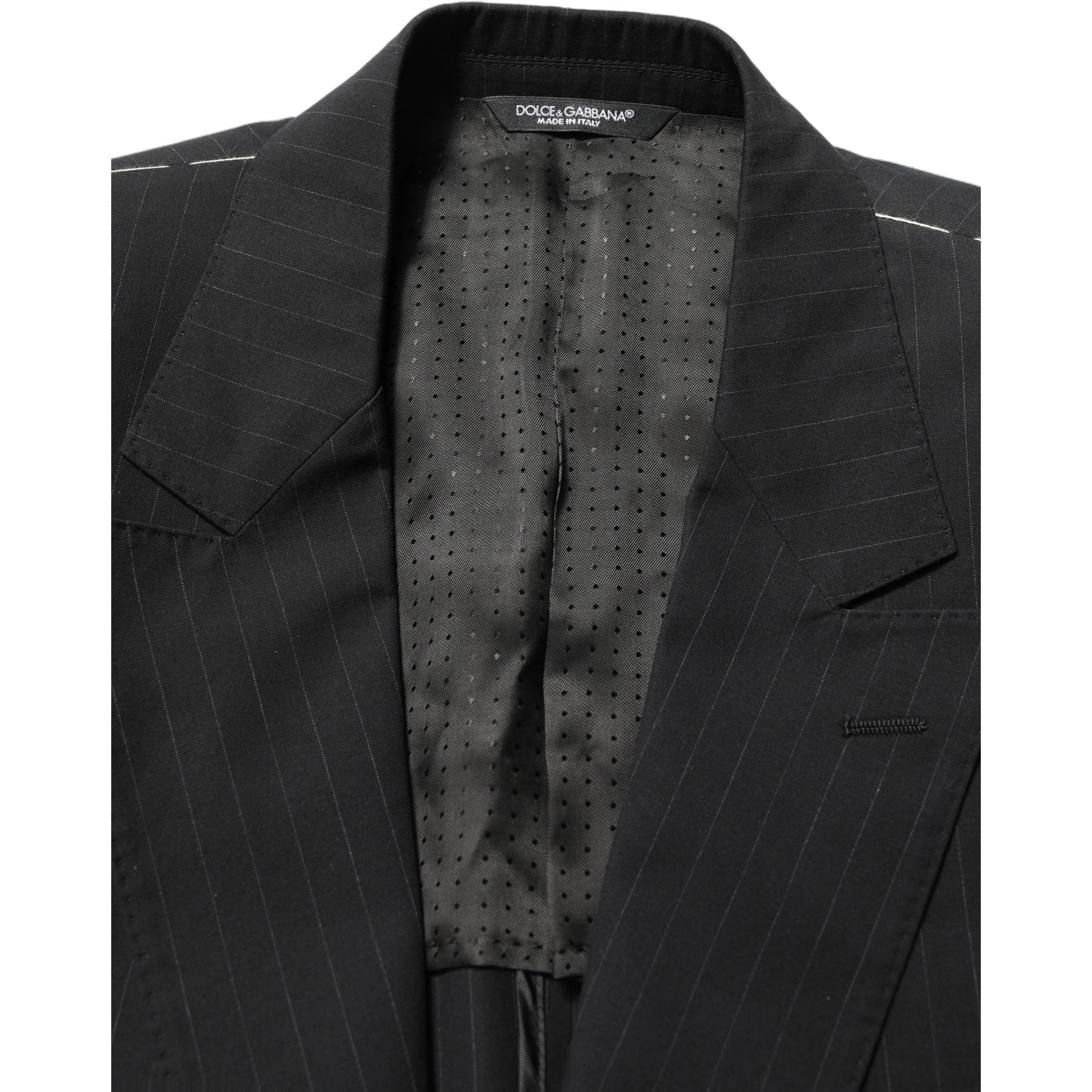Black Pinstripe Men Single Breasted Jacket