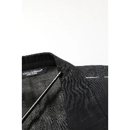 Black Pinstripe Men Single Breasted Jacket