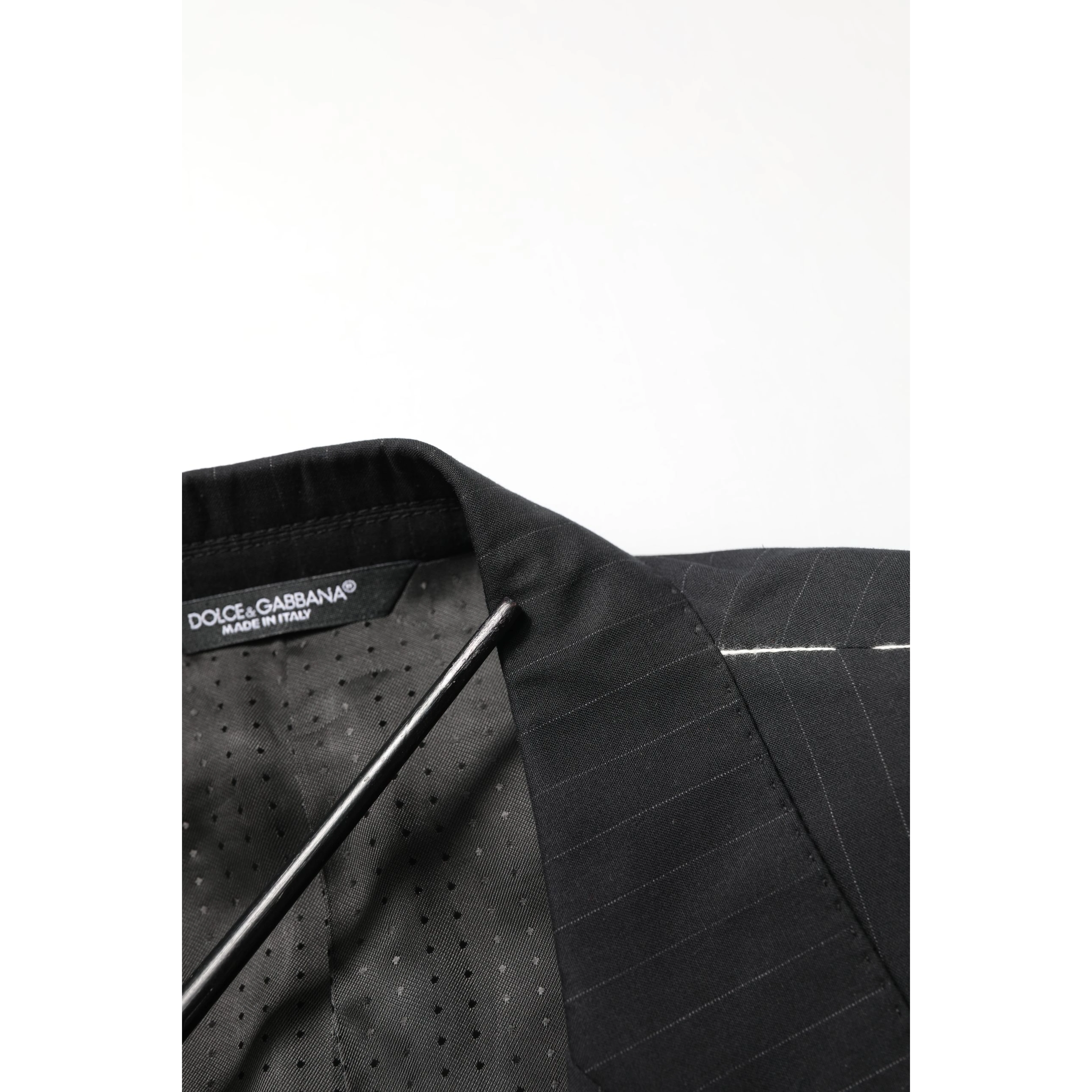 Black Pinstripe Men Single Breasted Jacket
