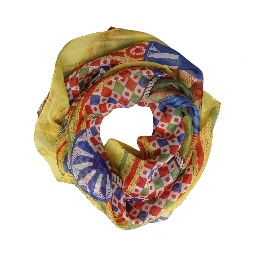 Multicolor Silk Carretto Foulard Scarf