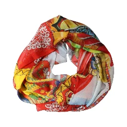 Multicolor Silk Printed Square Foulard Scarf