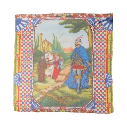 Multicolor Silk Printed Square Foulard Scarf