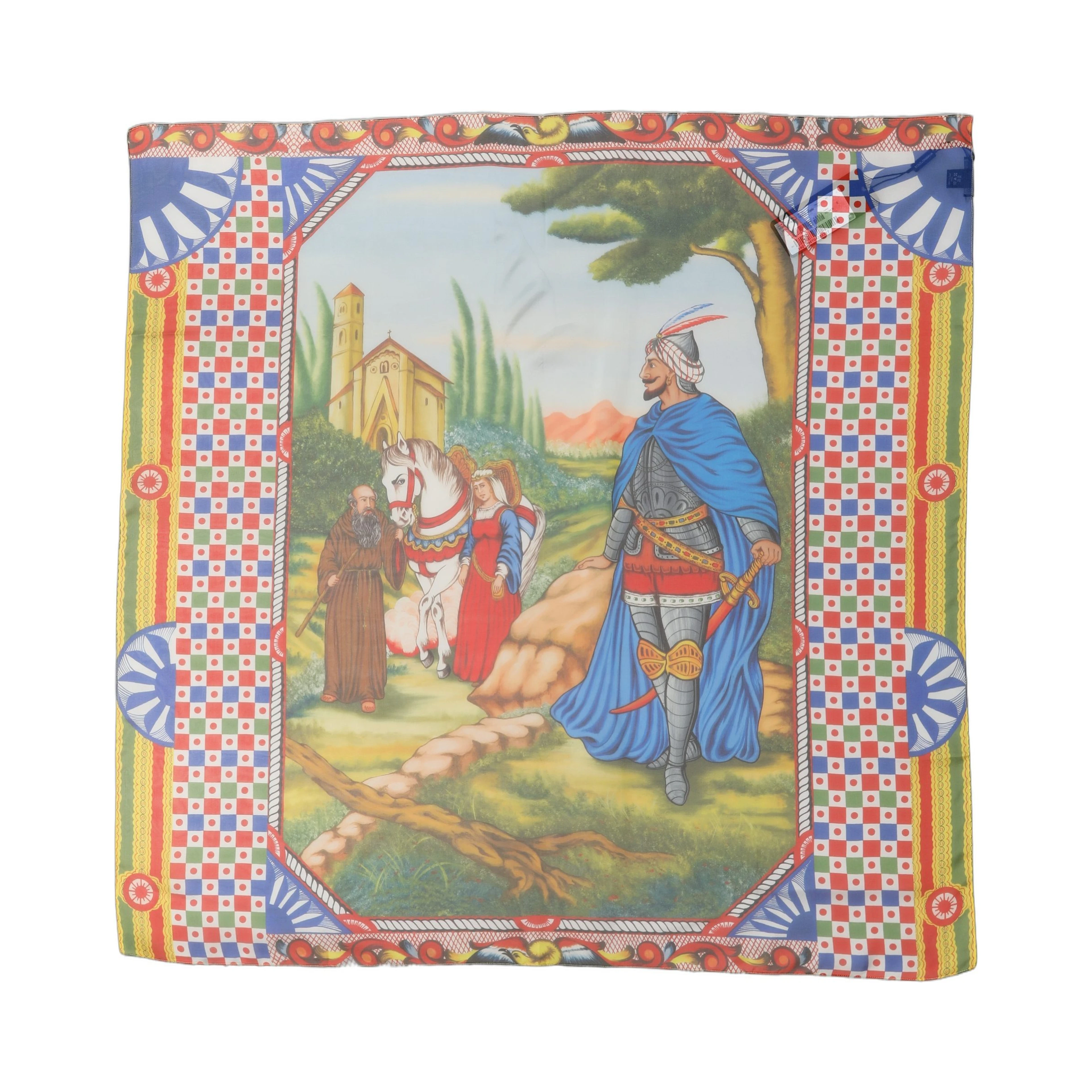 Multicolor Silk Printed Square Foulard Scarf