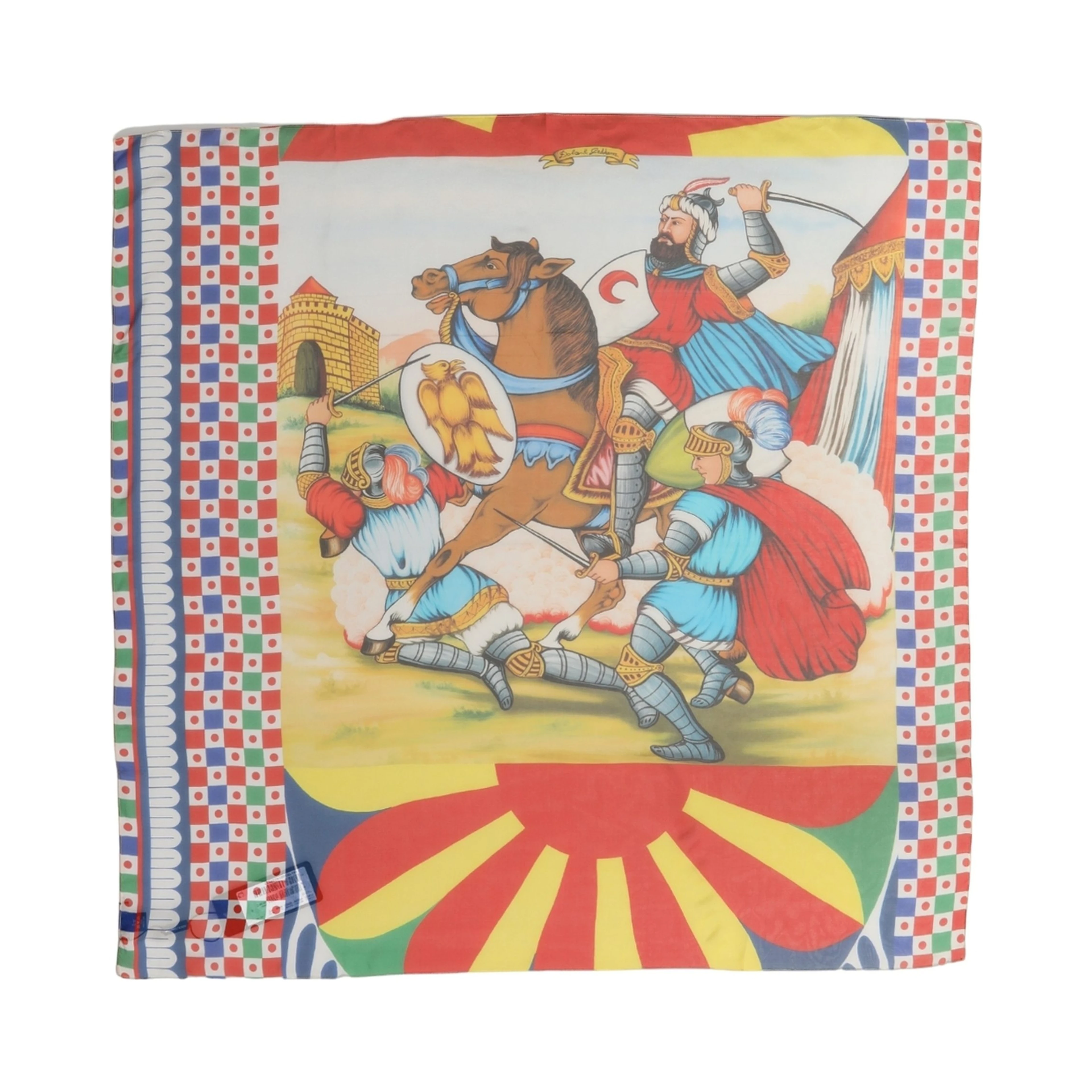 Multicolor Silk Printed Square Foulard Scarf