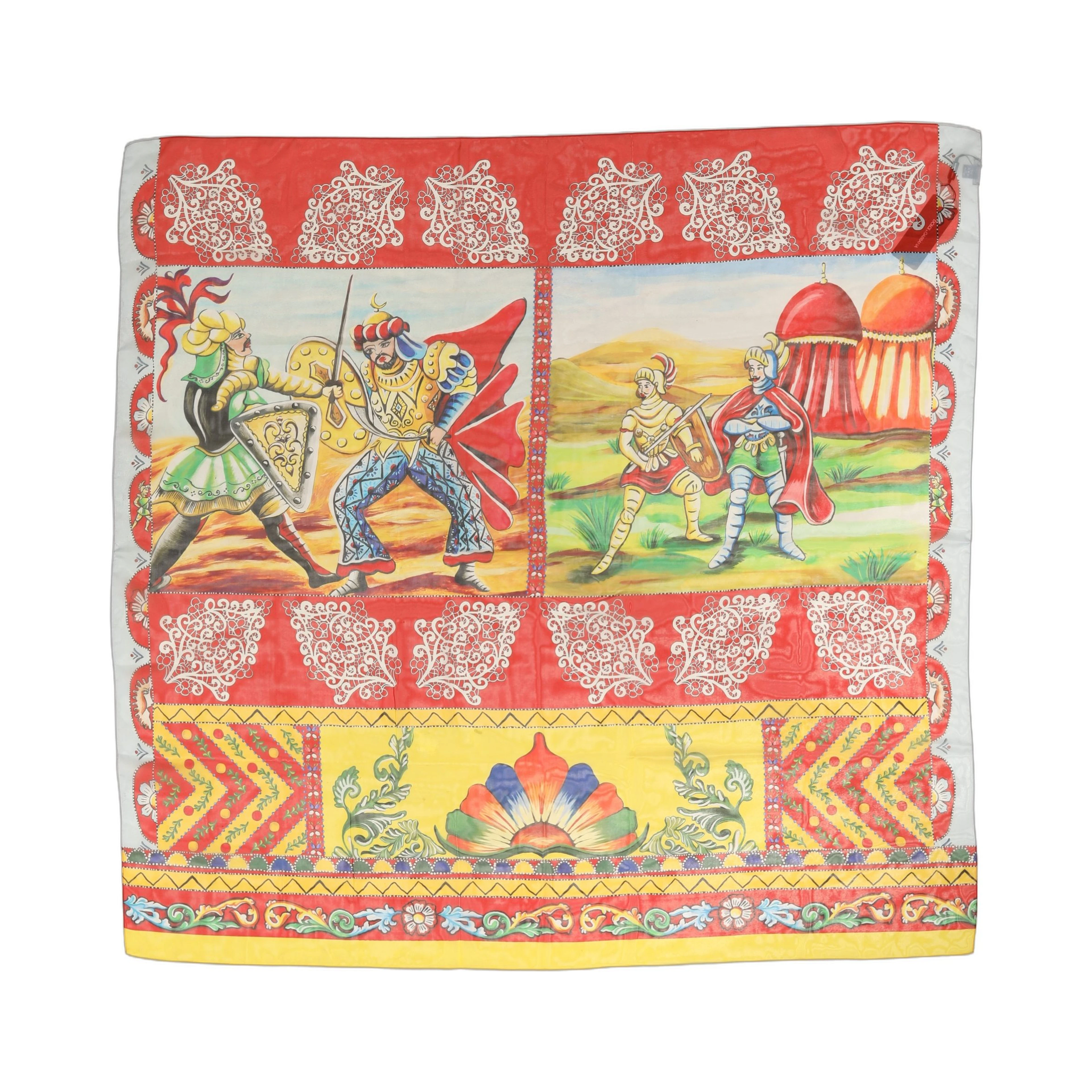 Multicolor Silk Printed Square Foulard Scarf