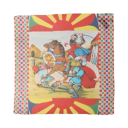 Multicolor Silk Printed Square Foulard Scarf