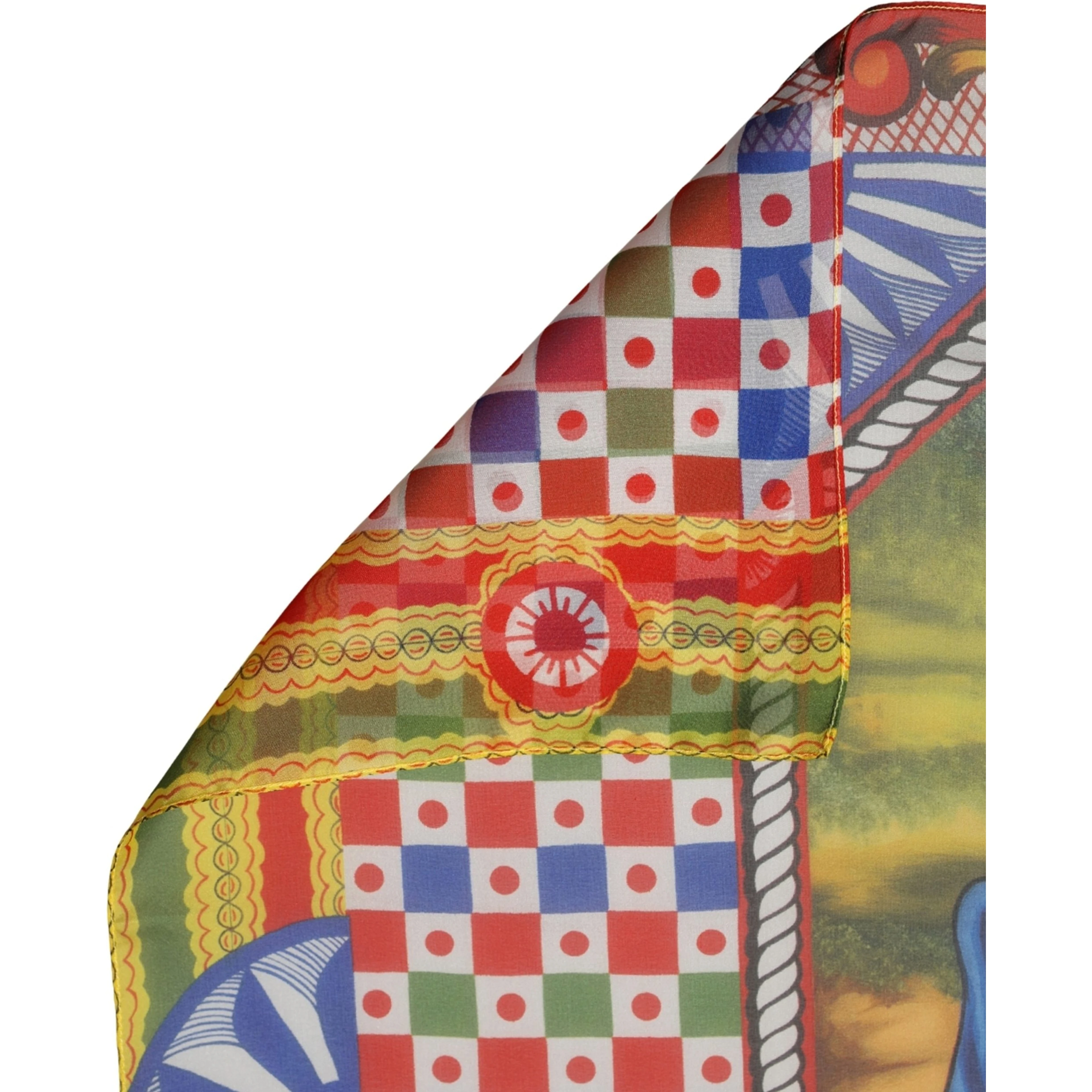 Multicolor Silk Printed Square Foulard Scarf