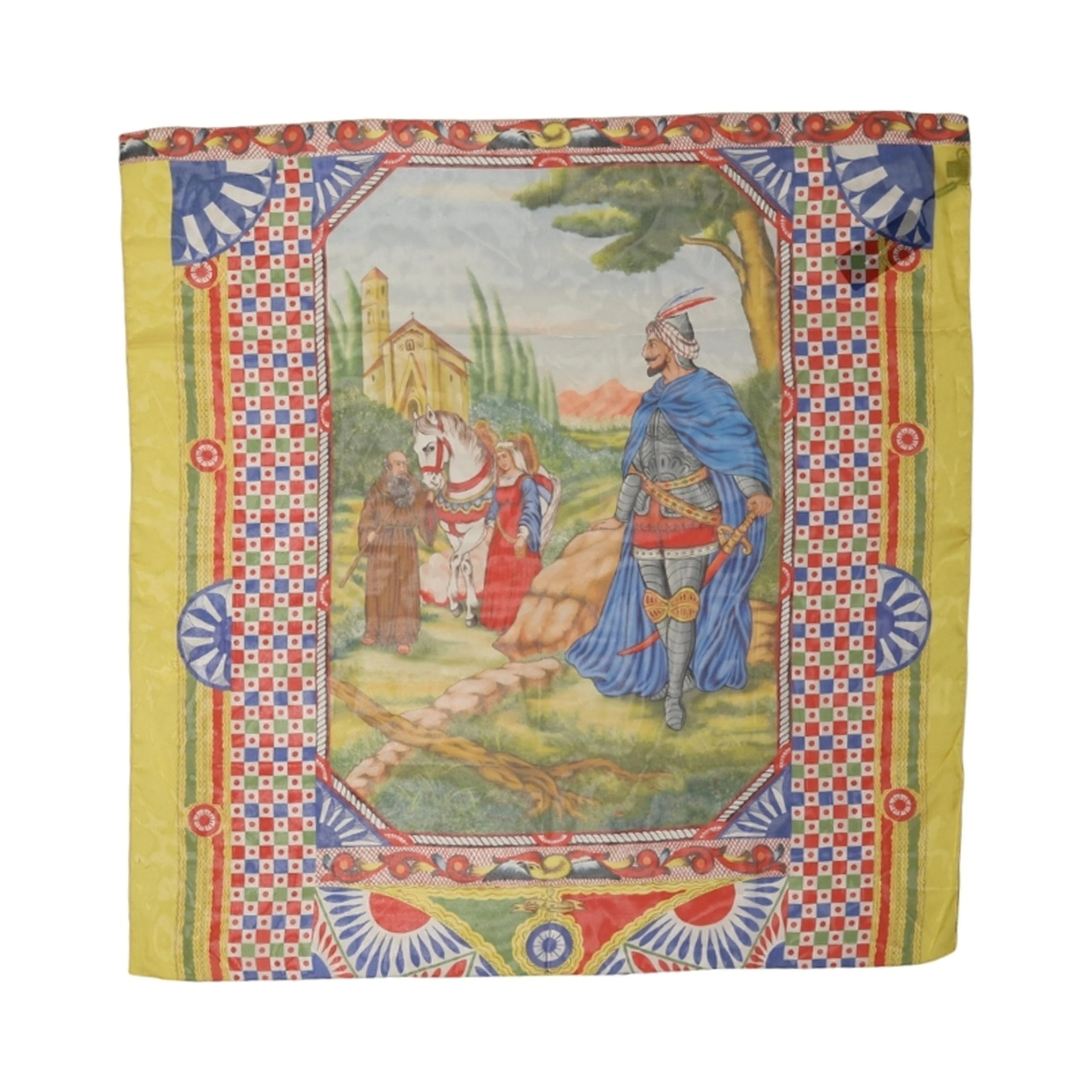 Multicolor Silk Carretto Foulard Scarf
