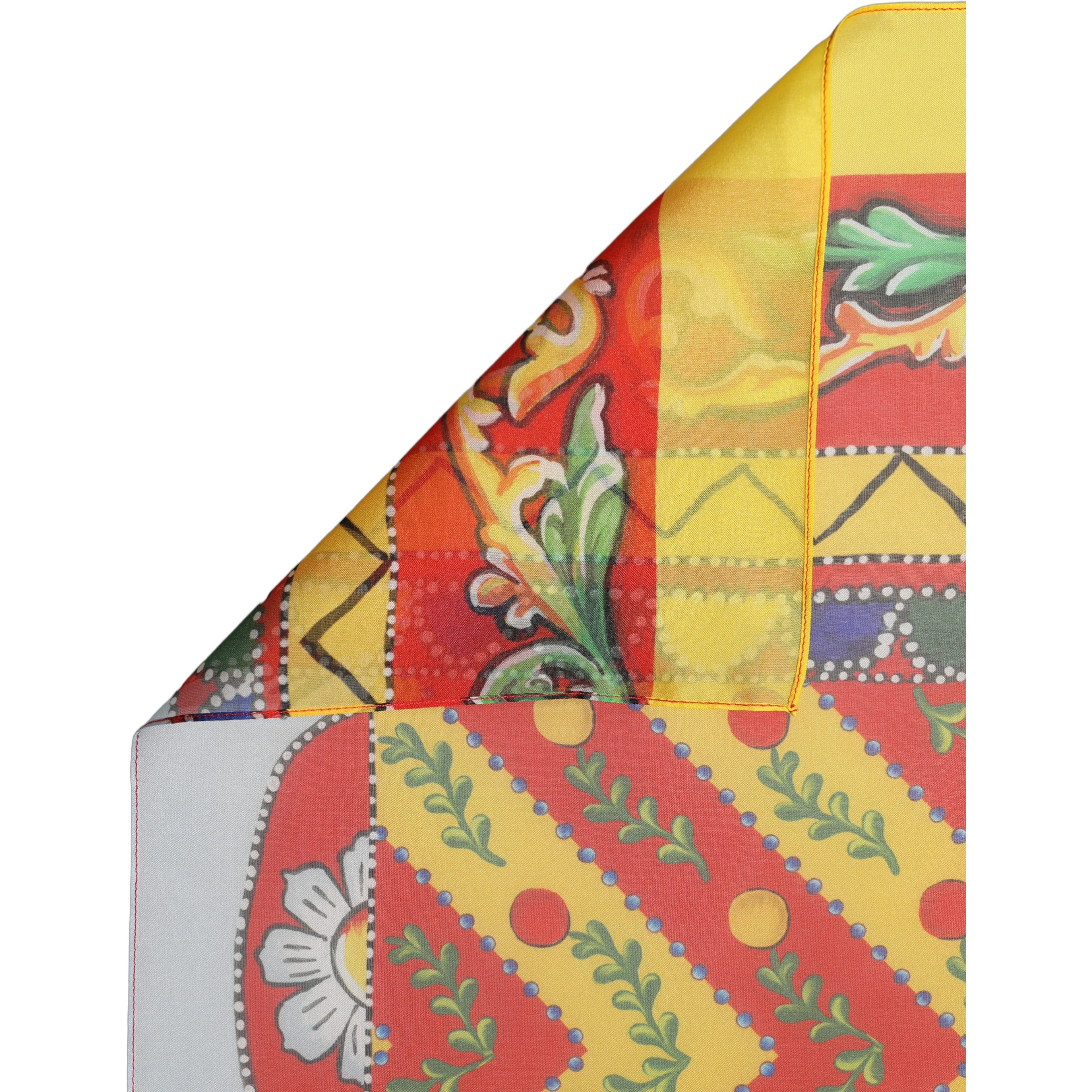Multicolor Silk Printed Square Foulard Scarf