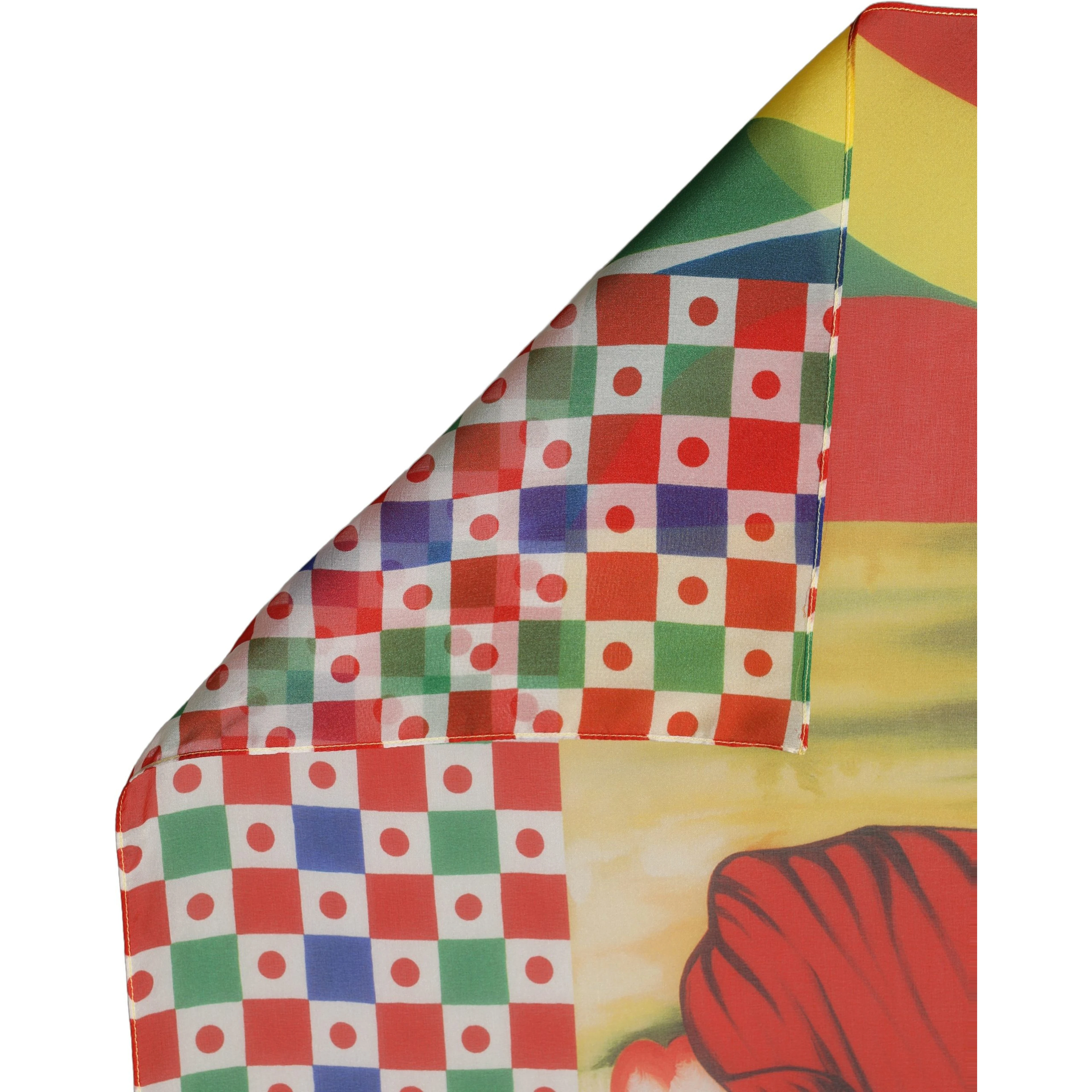 Multicolor Silk Printed Square Foulard Scarf