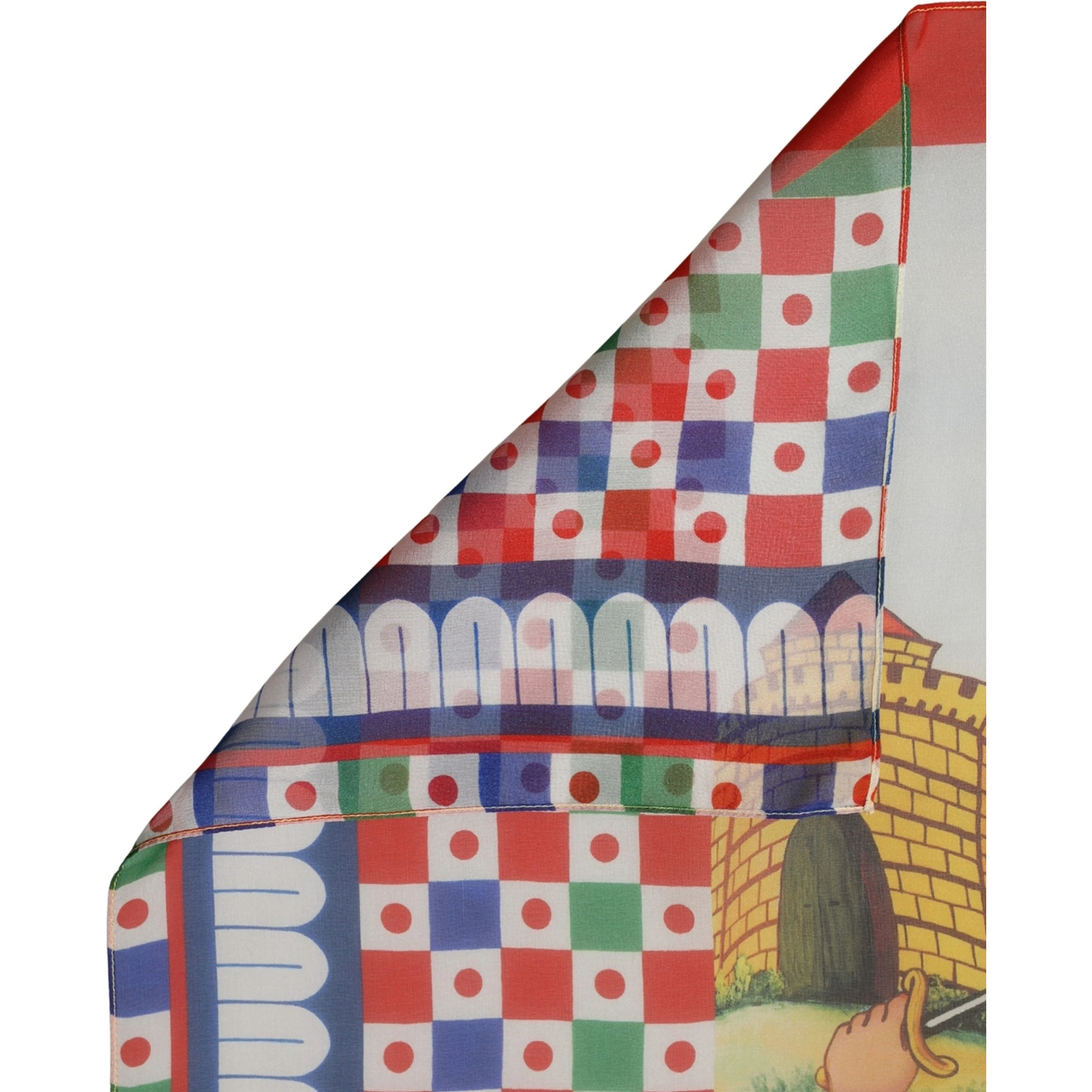 Multicolor Silk Printed Square Foulard Scarf