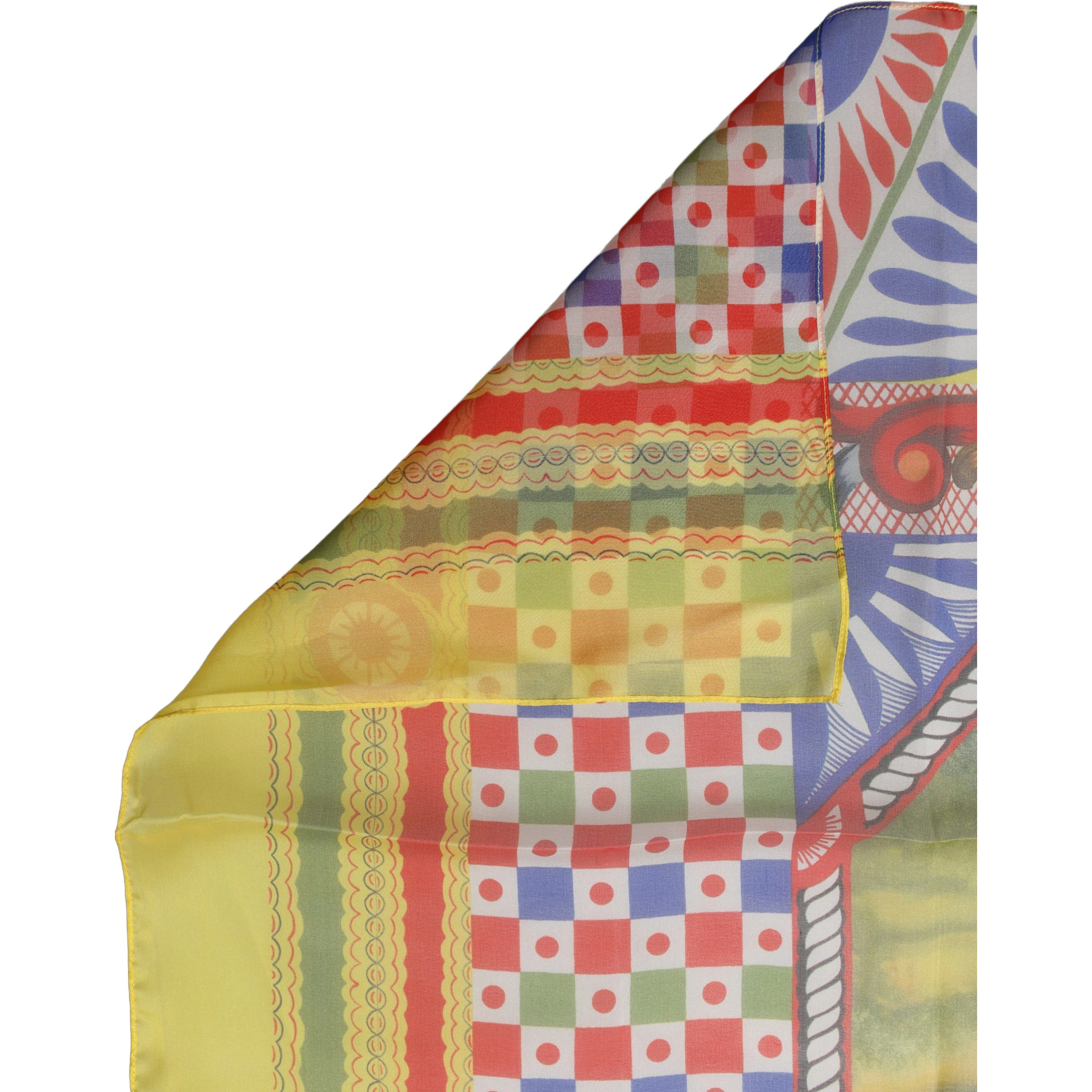 Multicolor Silk Carretto Foulard Scarf