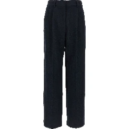 Blue Viscose Casual Pants