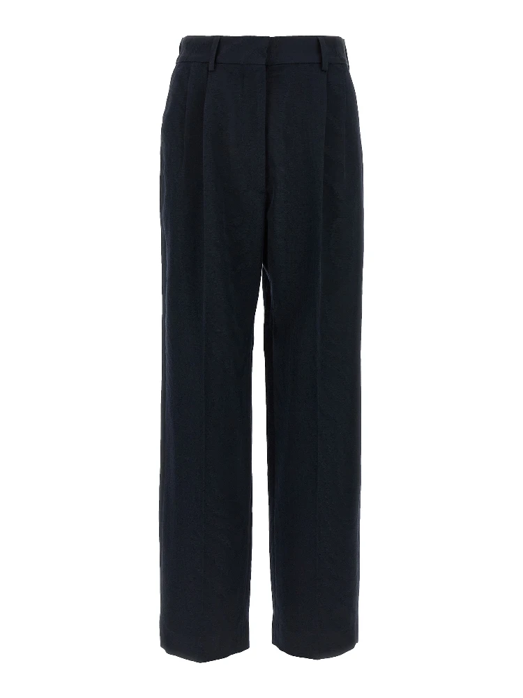 Blue Viscose Casual Pants