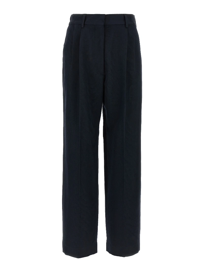 Blue Viscose Casual Pants