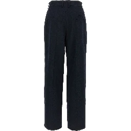 Blue Viscose Casual Pants