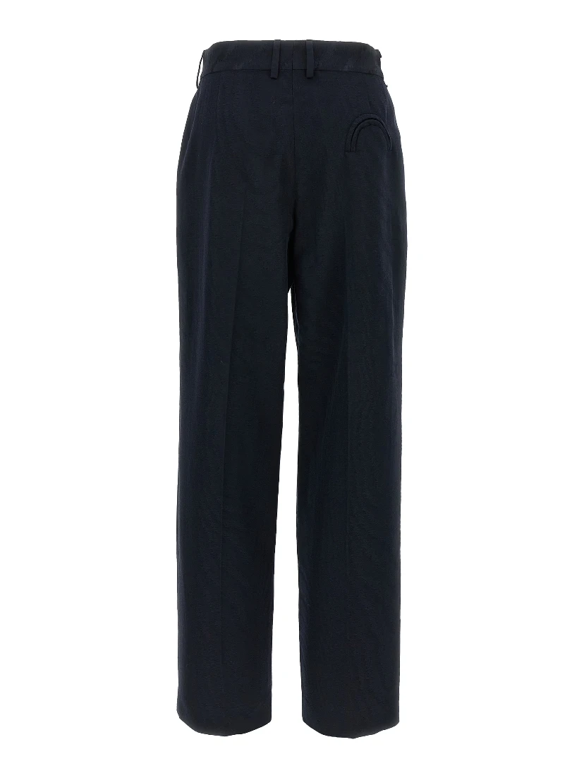 Blue Viscose Casual Pants