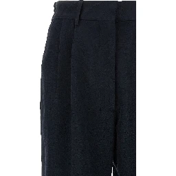 Blue Viscose Casual Pants