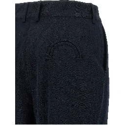 Blue Viscose Casual Pants