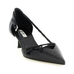 Black Goatskin Mid Heel Pumps