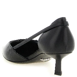 Black Goatskin Mid Heel Pumps