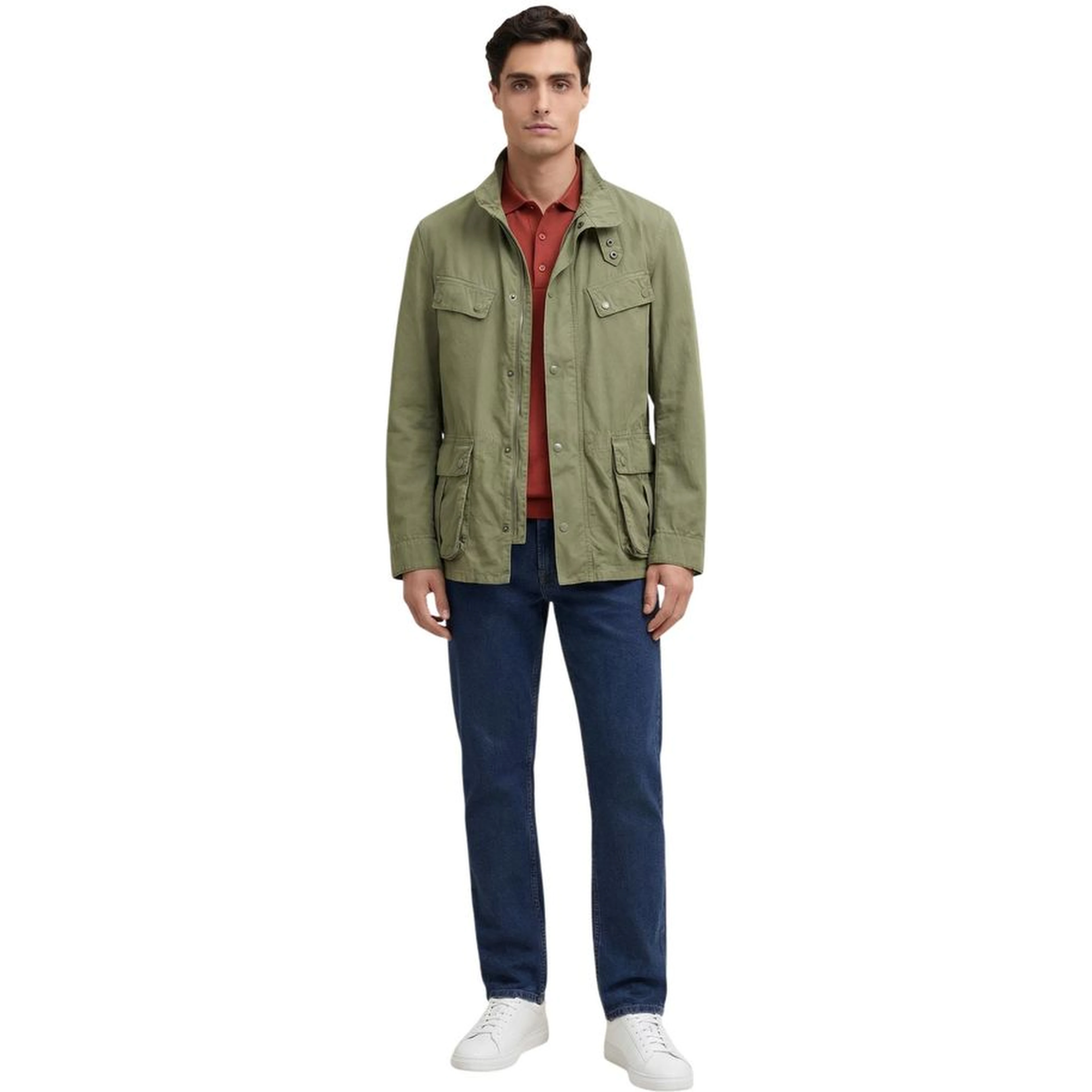 Green Cotton Full-Length Jacket