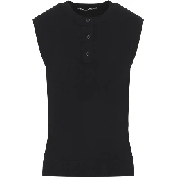 AUREL CREW NECK HALF PLACKET VEST