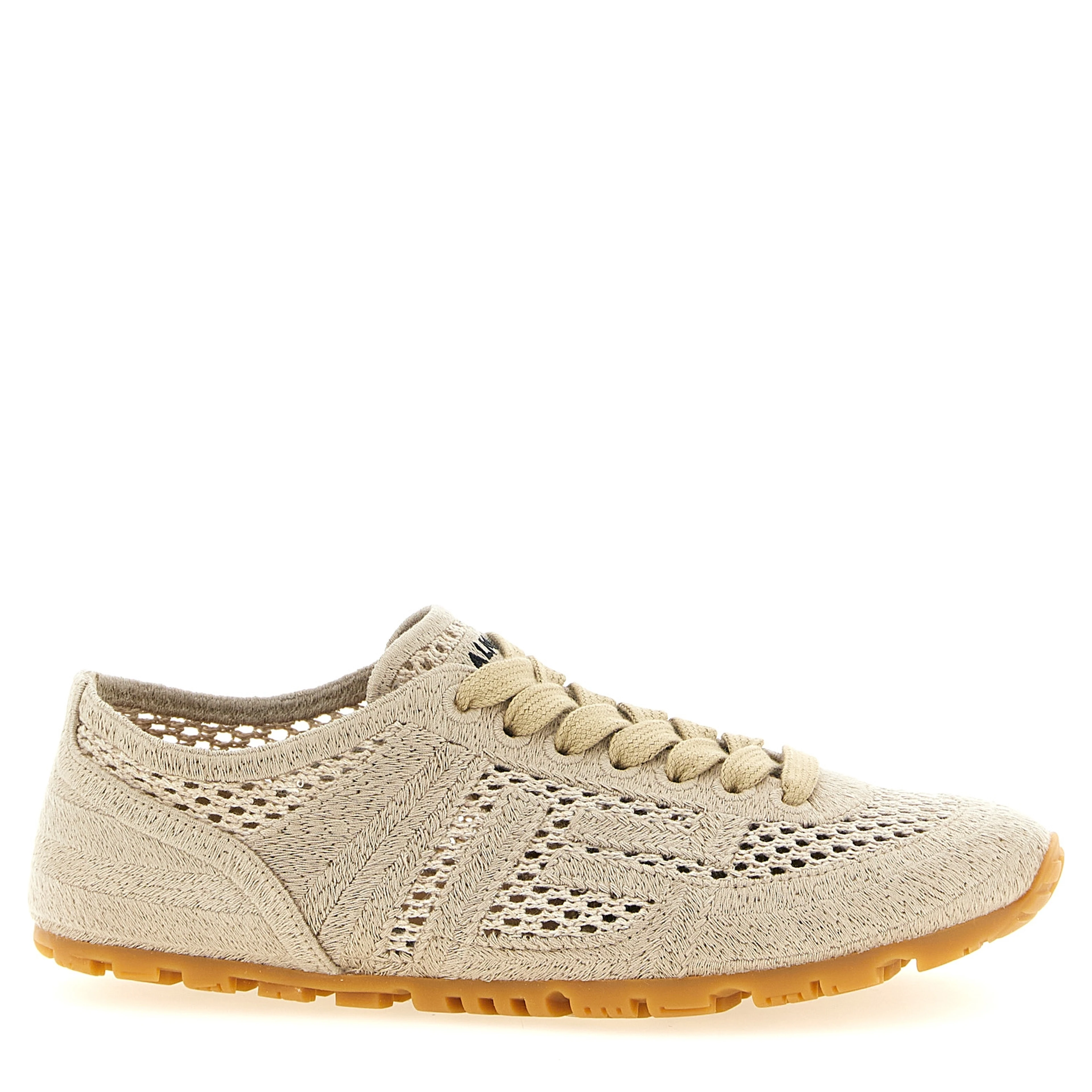 Beige Cotton Athletic Sneakers