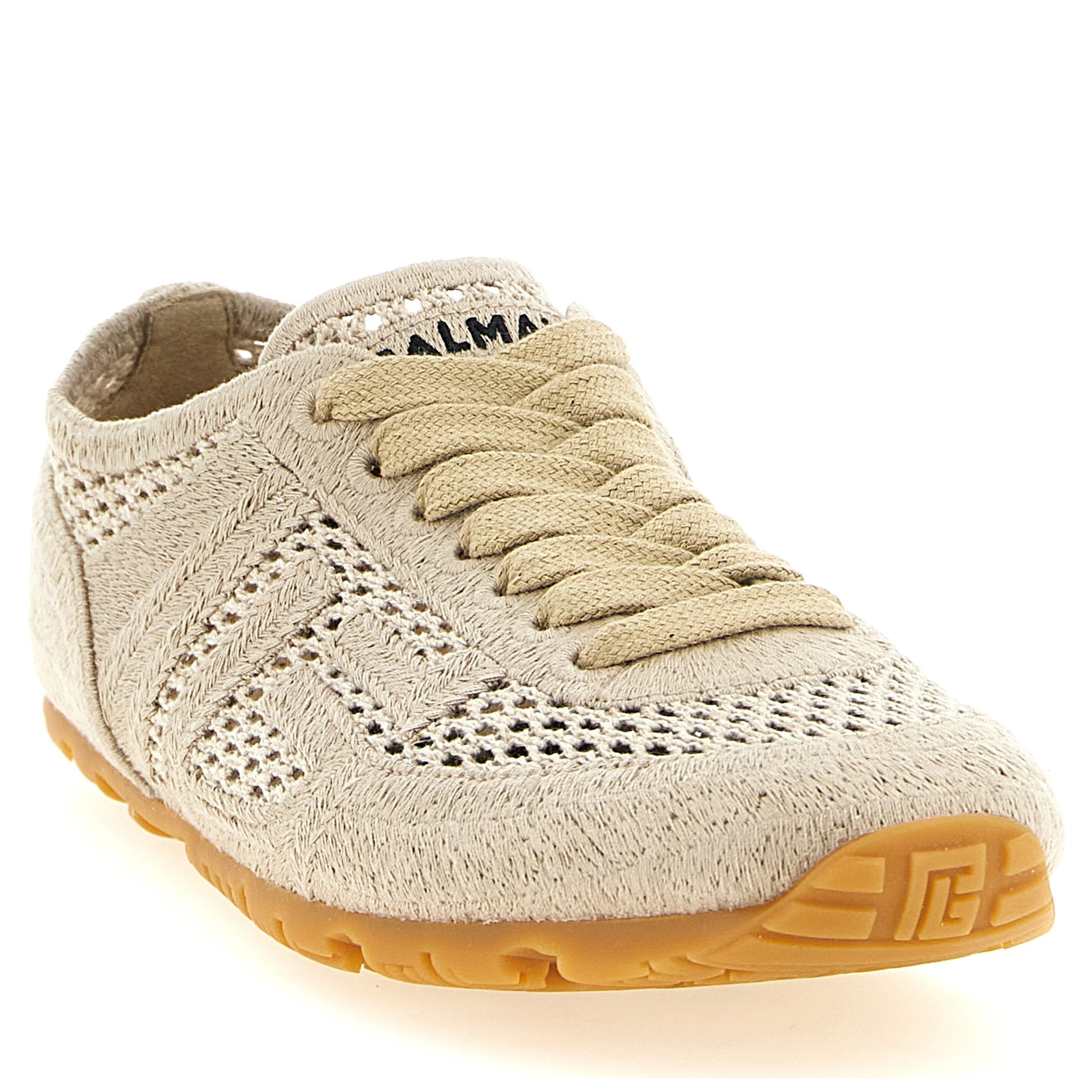 Beige Cotton Athletic Sneakers