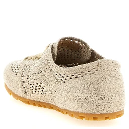 Beige Cotton Athletic Sneakers