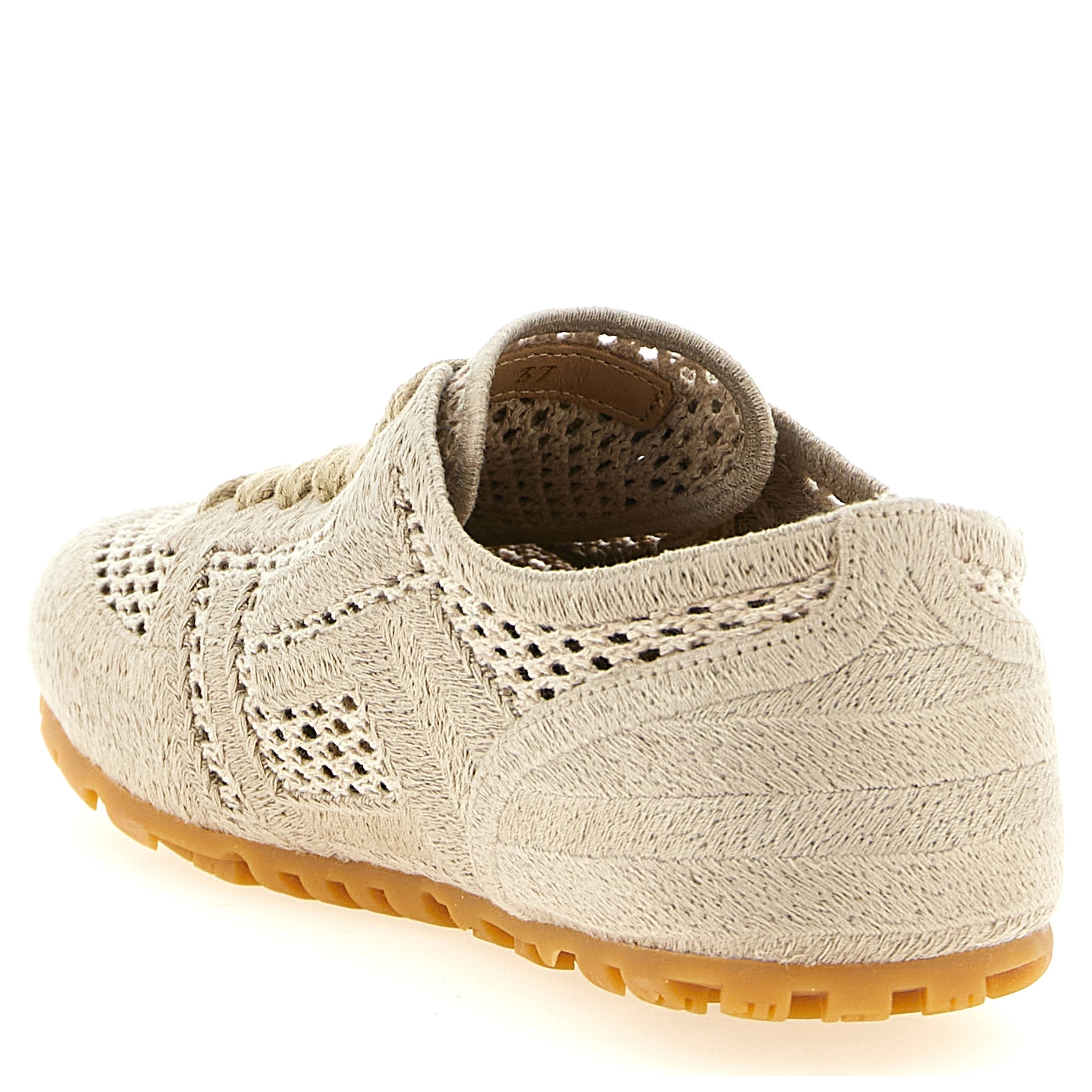 Beige Cotton Athletic Sneakers