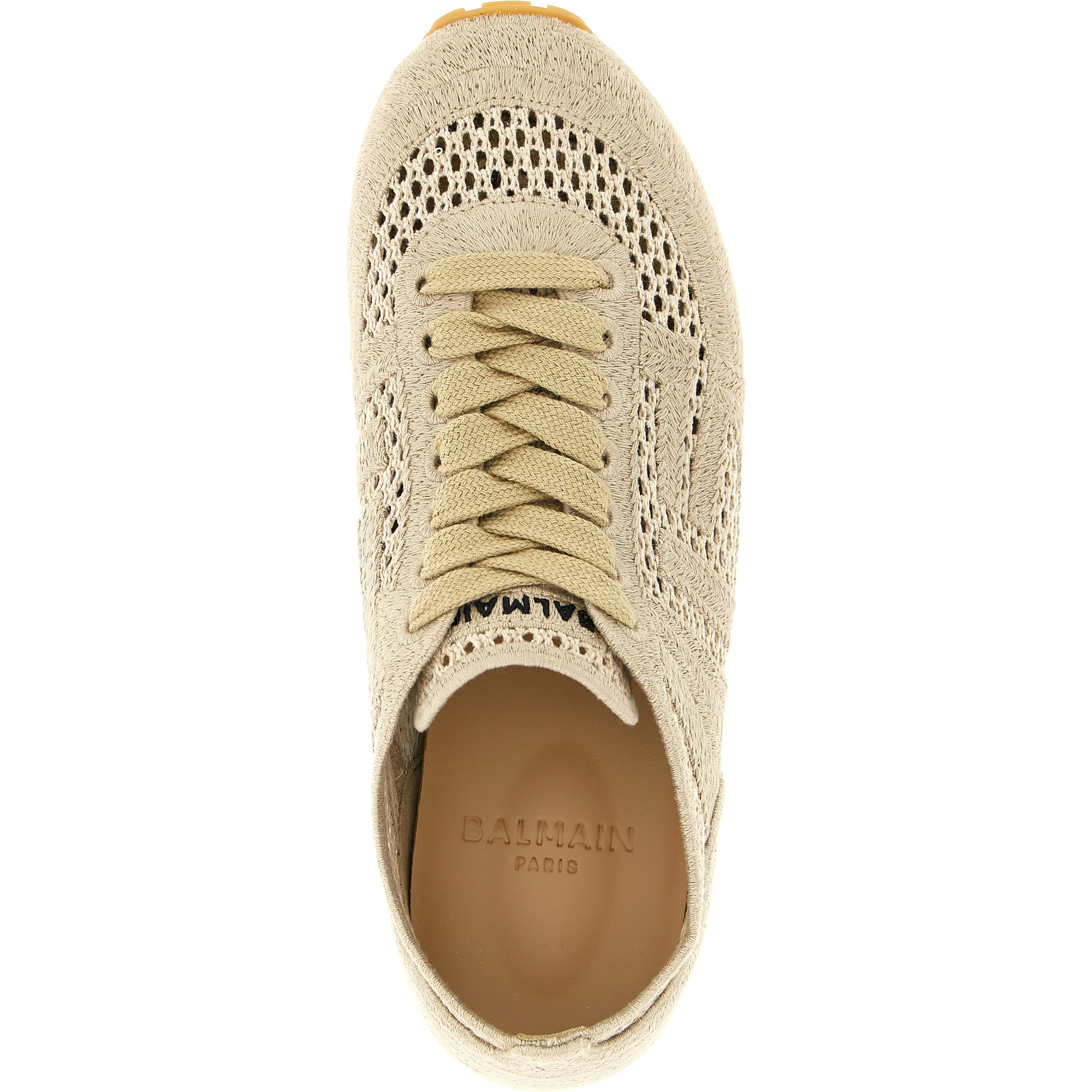 Beige Cotton Athletic Sneakers