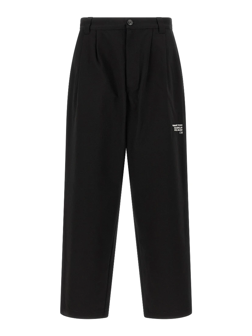 Black Cotton Casual Pants