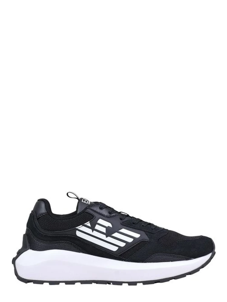 Black And White Polyethylene Athletic Sneakers