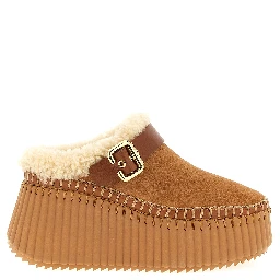 Brown Cowhide Wedge Sandals