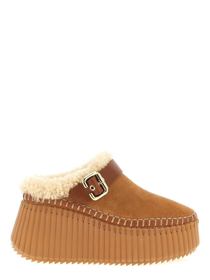 Brown Cowhide Wedge Sandals