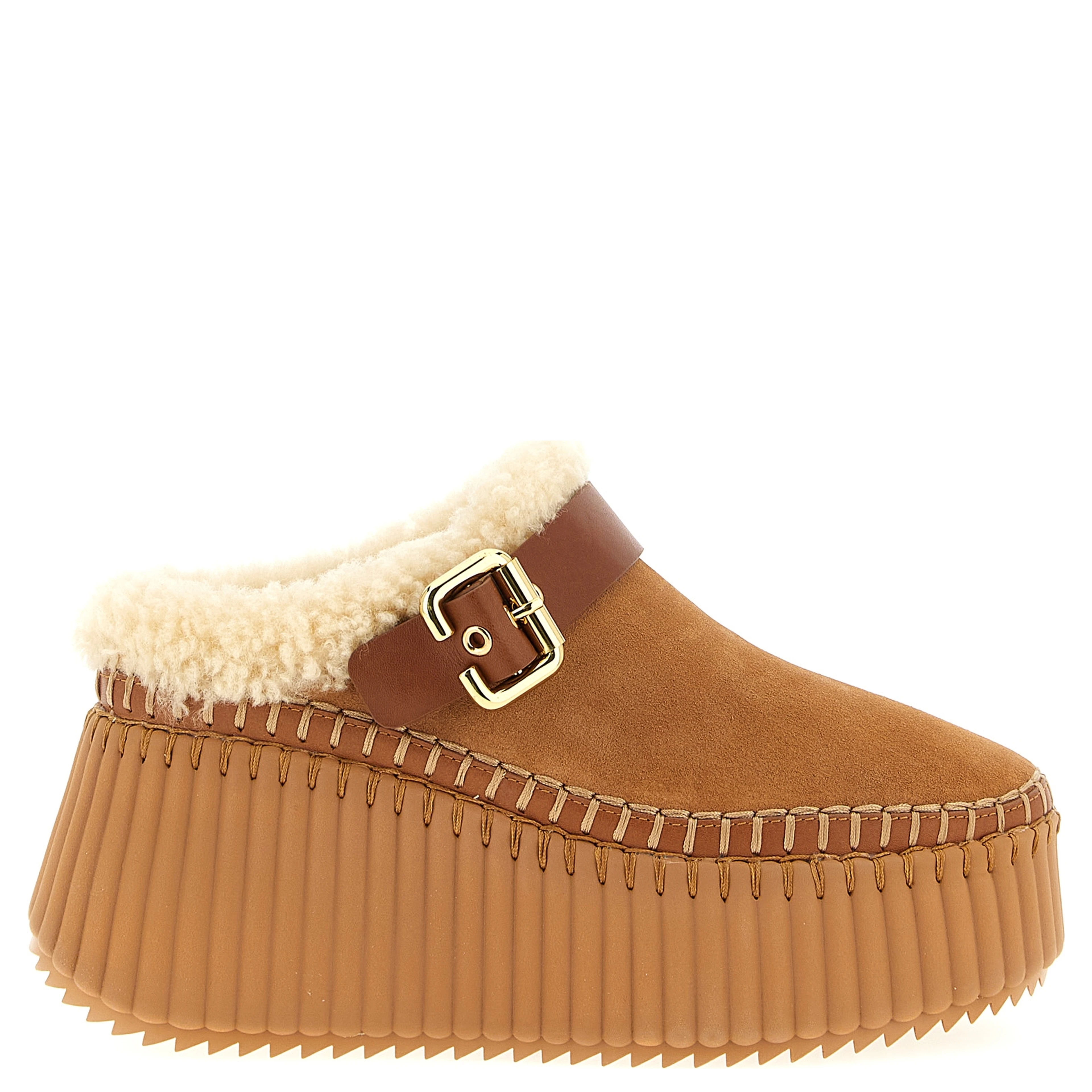 Brown Cowhide Wedge Sandals
