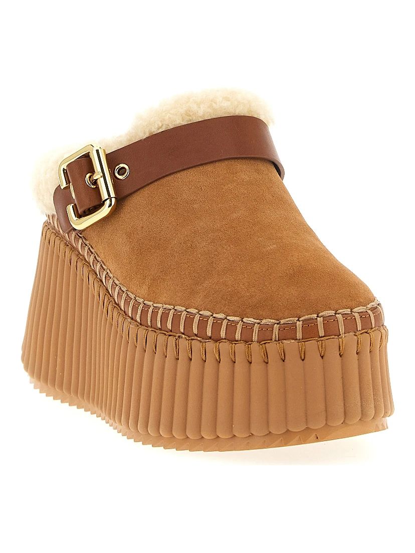 Brown Cowhide Wedge Sandals