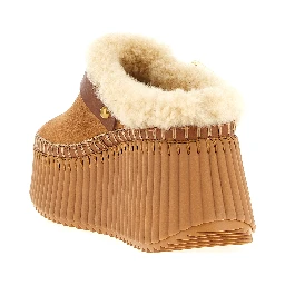 Brown Cowhide Wedge Sandals