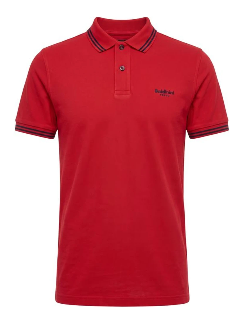 Red Cotton Men Polo-Shirt