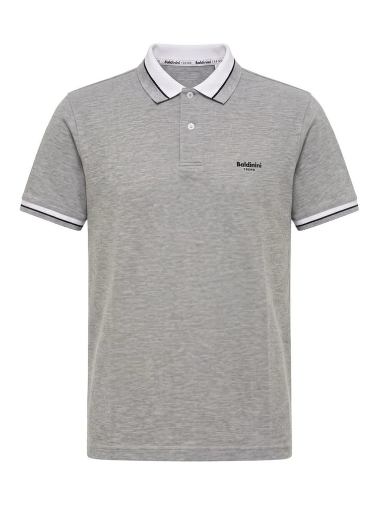 Grey Cotton Men Polo