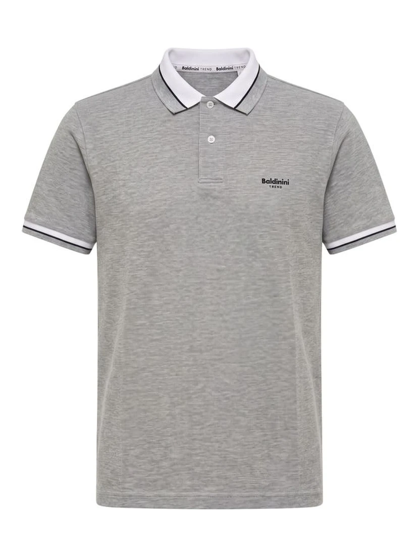 Grey Cotton Men Polo