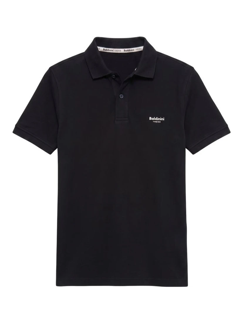 Black Cotton Men Polo