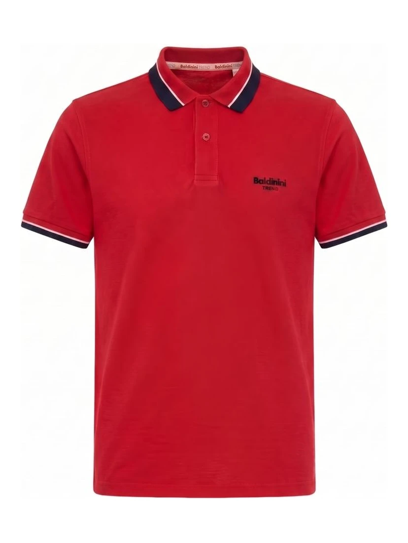 Red Cotton Men Polo-Shirt
