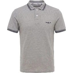Grey Cotton Men's Polo-Shirt