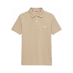 Beige Cotton Men Polo-Shirt