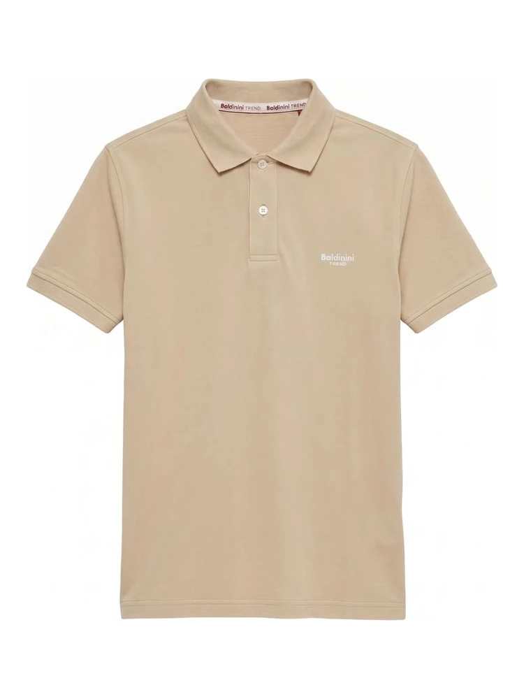 Beige Cotton Men Polo-Shirt